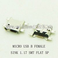  SMT 43 USB micro B female   1,17 flat 5pin