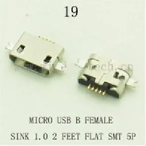 Разъем SMT фото19 USB micro B female до лапки 1,0 2лапки flat 5pin
