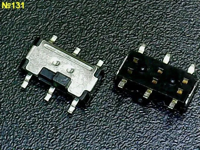 Переключатель 2 положения №131 7*3,5 мм, h=1 мм, ручка 0,5 мм, 6pin SMD