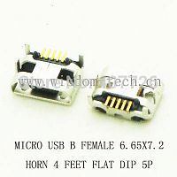 Разъем DIP фото50 USB micro B female вилка 6,65*7,2 4лапки flat 5pin