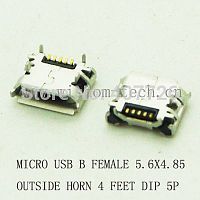 Разъем DIP фото45 USB micro B female вилка 4,85*5,6 4лапки 5pin
